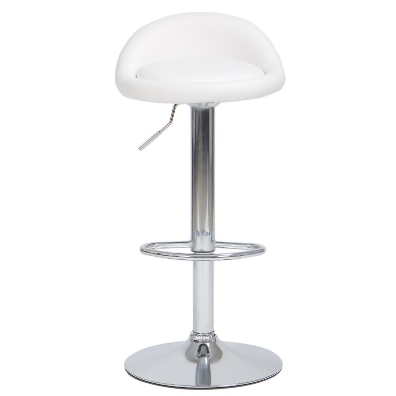 Taburete ALIVERI, cromado, similpiel blanca-0