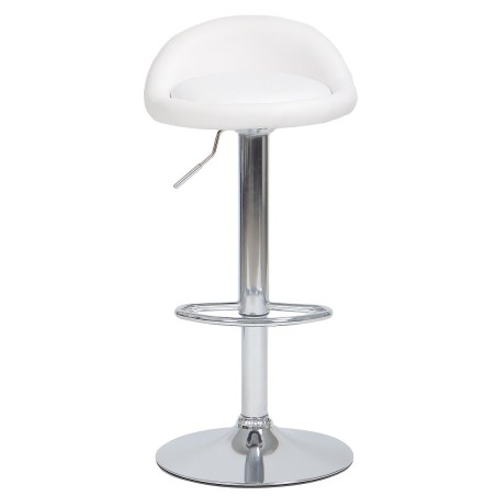 Taburete ALIVERI, cromado, similpiel blanca-0