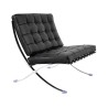 Silla BARNA (T), diseño, acero inoxidable, piel top negra