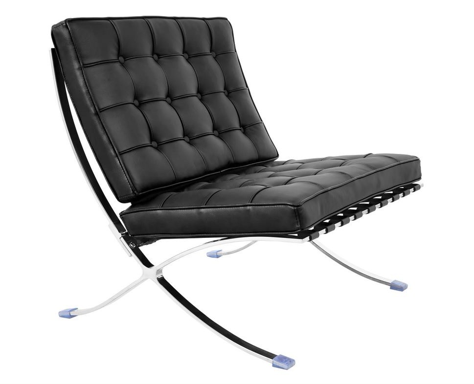 Silla BARNA (T), diseño, acero inoxidable, piel top negra