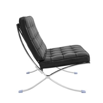Silla BARNA (T), diseño, acero inoxidable, piel top negra 2