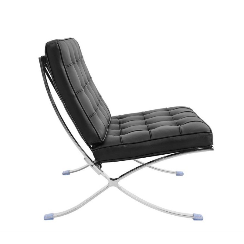 Silla BARNA (T), diseño, acero inoxidable, piel top negra-0