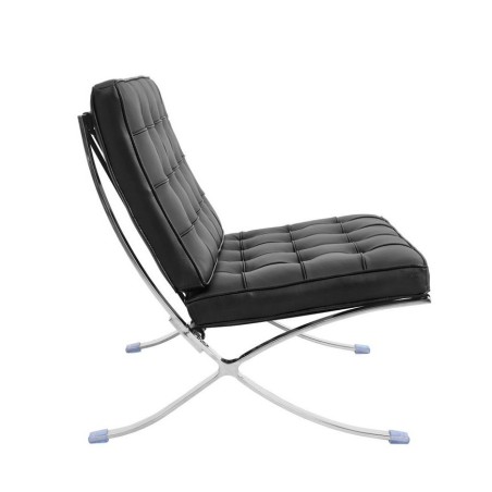 Silla BARNA (T), diseño, acero inoxidable, piel top negra-0