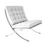 Silla BARNA (T), diseño, acero inoxidable, piel top blanca