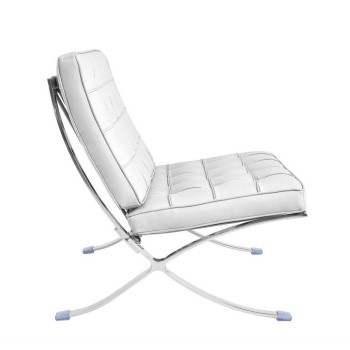 Silla BARNA (T), diseño, acero inoxidable, piel top blanca 2