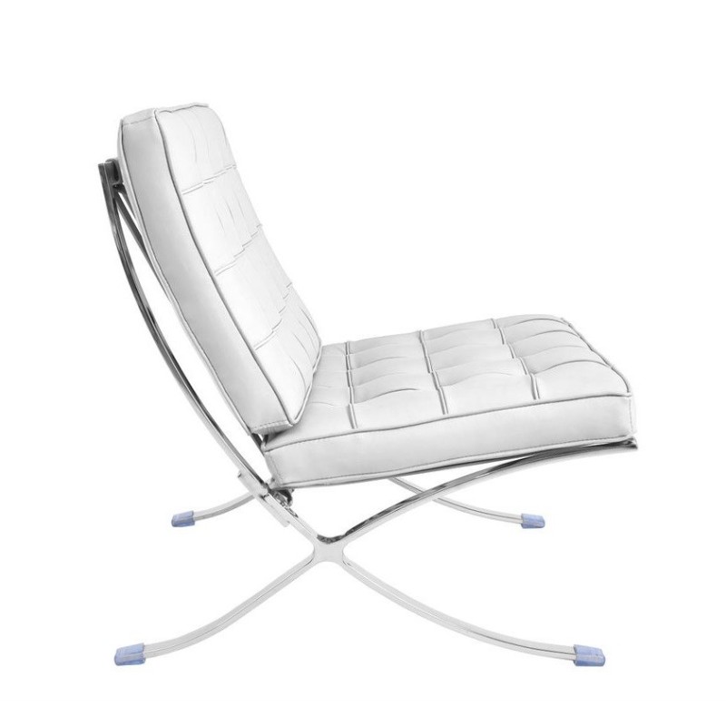 Silla BARNA (T), diseño, acero inoxidable, piel top blanca-0