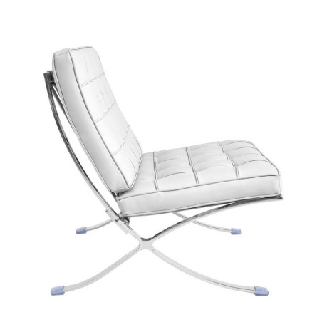 Silla BARNA (T), diseño, acero inoxidable, piel top blanca-0