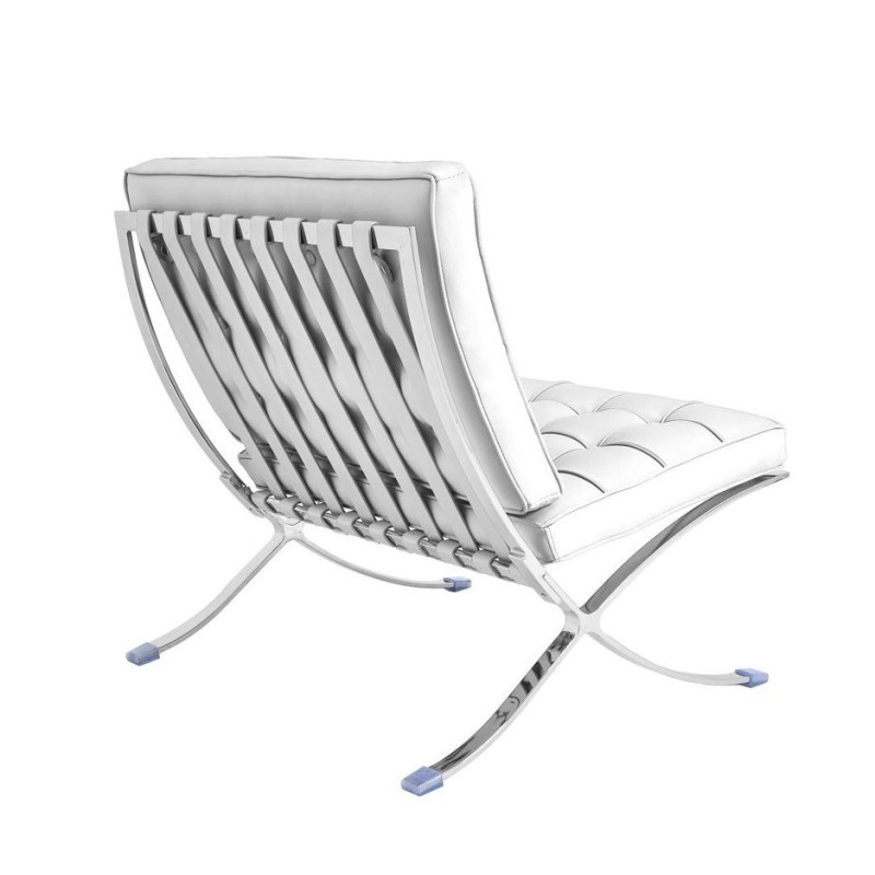 Silla BARNA (T), diseño, acero inoxidable, piel top blanca-1