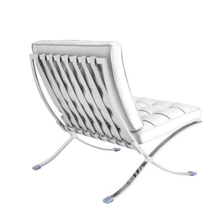 Silla BARNA (T), diseño, acero inoxidable, piel top blanca-1