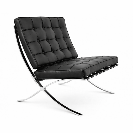 Silla BARNA (T), diseño, acero inoxidable, similpiel negra