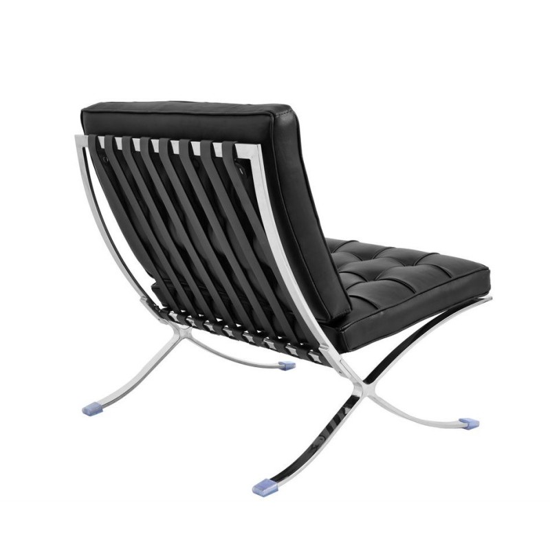 Silla BARNA (T), diseño, acero inoxidable, similpiel negra-1