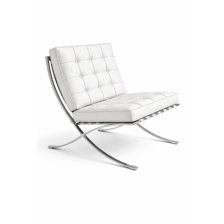 Silla BARNA (T), diseño, acero inoxidable, similpiel blanca