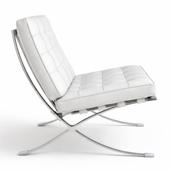 Silla BARNA (T), diseño, acero inoxidable, similpiel blanca 2