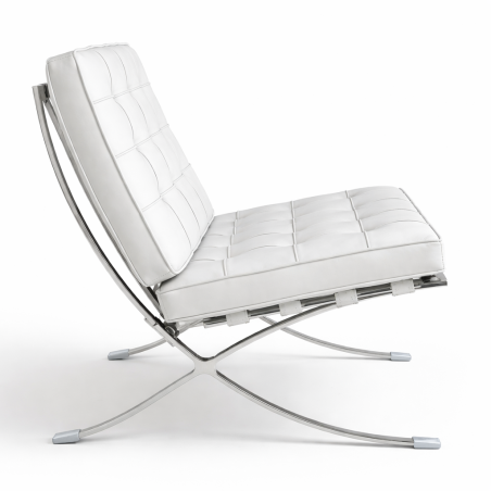 Silla BARNA (T), diseño, acero inoxidable, similpiel blanca-0