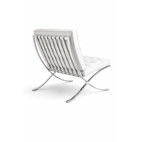 Silla BARNA (T), diseño, acero inoxidable, similpiel blanca-1