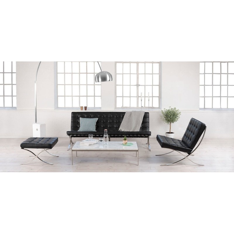 Ottoman BARNA (T), acero inoxidable, similpiel negra-1