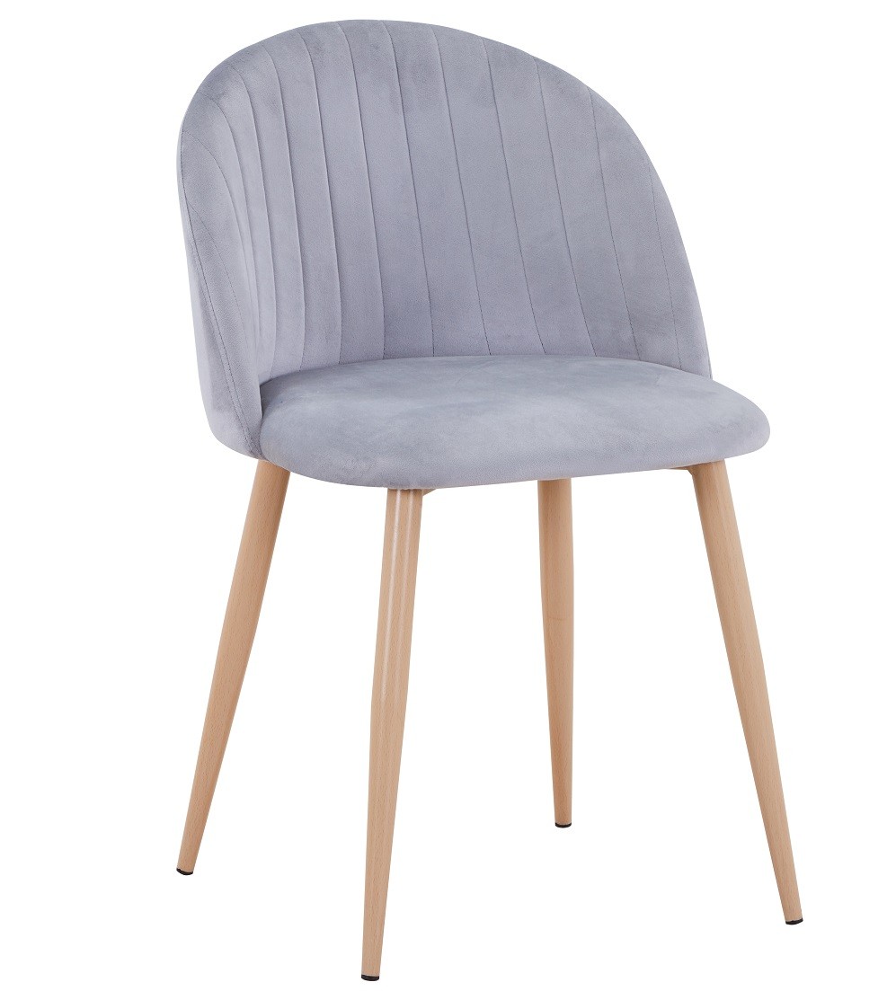 Silla VELVET NEW, patas metálicas, terciopelo gris 19