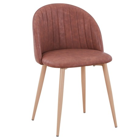 Silla VELVET NEW, patas metálicas, similpiel vintage cuero 3-2