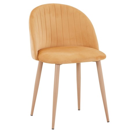 Silla VELVET NEW, patas metálicas, terciopelo amarillo mostaza 42