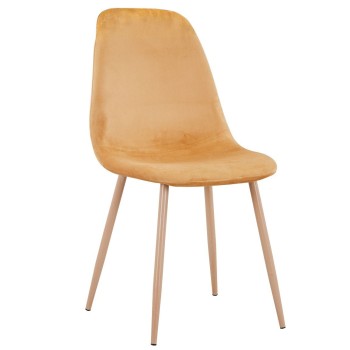 Silla EPOQUE NEW, patas metálicas, terciopelo amarillo mostaza 42