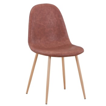 Silla EPOQUE NEW, patas metálicas, similpiel vintage cuero 3-2