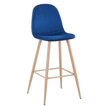 Taburete EPOQUE NEW, patas metálicas, terciopelo azul 64