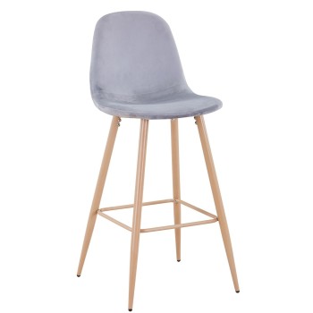 Taburete EPOQUE NEW, patas metálicas, terciopelo gris 19