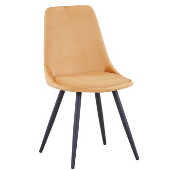 Silla OLD BLACK NEW, patas metálicas, terciopelo amarillo mostaza 42