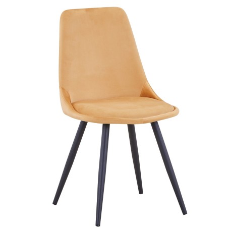 Silla OLD BLACK NEW, patas metálicas, terciopelo amarillo mostaza 42