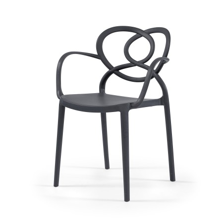 Sillón LOVE, apilable,  polipropileno antracita