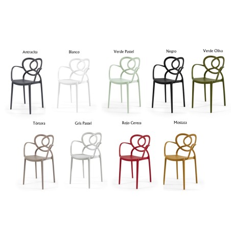 Sillón LOVE, apilable,  polipropileno antracita-0