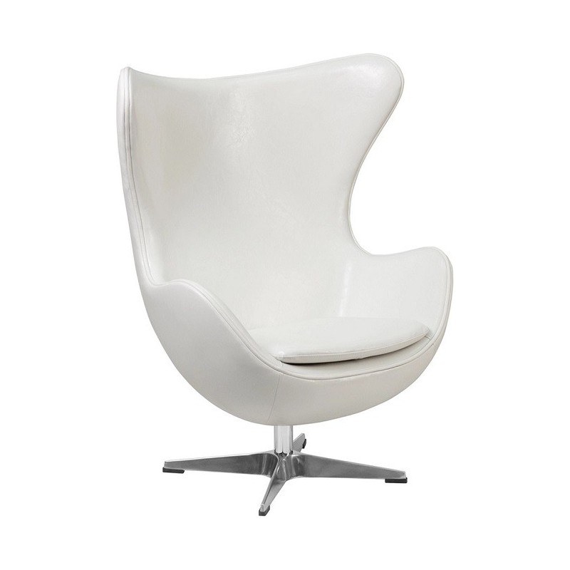 Sillón EG, tapizado similpiel blanca