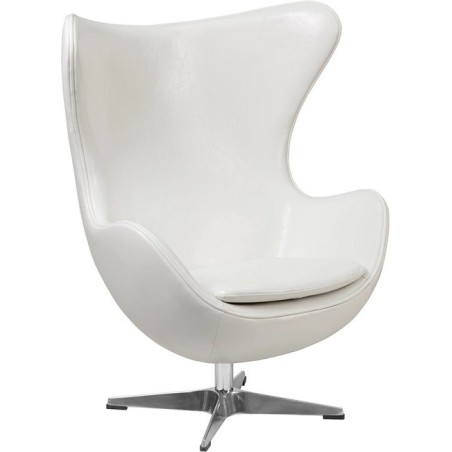 Sillón EG, tapizado similpiel blanca