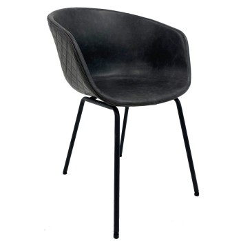 Sillón MISSOURI, metal, similpiel negra