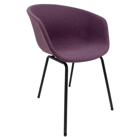 Sillón KIEL, metal, tapizado tejido rosa
