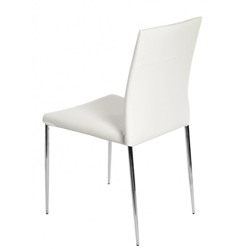 Silla Inma Apilable Metal Similpiel Blanca