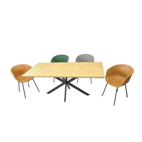 Mesa SORRENTO 180, metal, negro, tapa decor,180 x 90 cms-0