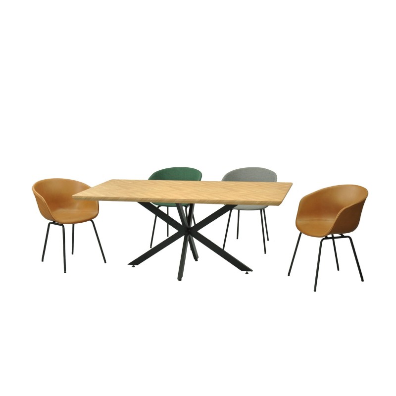 Mesa SORRENTO 180, metal, negro, tapa decor,180 x 90 cms-1