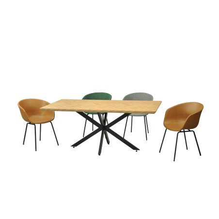 Mesa SORRENTO 180, metal, negro, tapa decor,180 x 90 cms-1