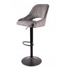 YASUR bar stool, adjustable, black metal, upholstered in dark grey velvet 21