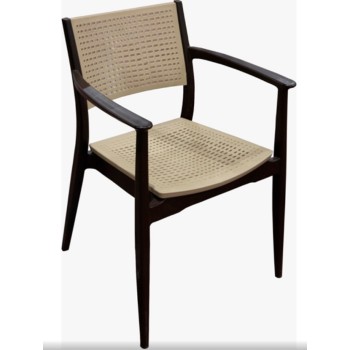 Sillón MILTON, apilable, polipropileno marrón y beige