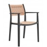 ALVOR armchair, stackable, black and beige polypropylene