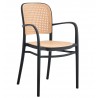 FUNCHAL armchair, stackable, black and beige polypropylene