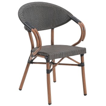 Sillón NERJA, apilable, aluminio, teslin marrón