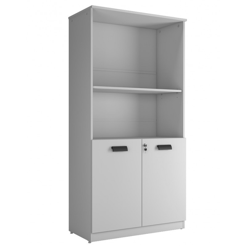 WORK WK15 bookcase, high, lower doors , platinum color MDP