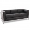 LOBBY sofa, 3 seater, stainless steel, black synthetic leather