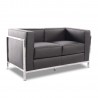 LOBBY sofa, 2 seater, stainless steel, black synthetic leather