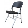 BEACH folding chair, silver metal, black polypropylene