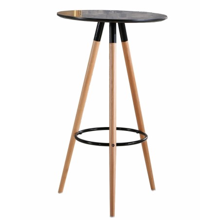 Mesa alta OTILIA NEW, madera, tapa negra de 60 cms de diámetro