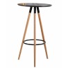 Mesa alta OTILIA NEW, madera, tapa negra de 60 cms de diámetro